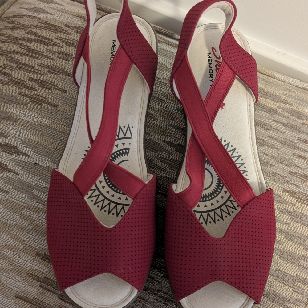 Skechers Red Perforated Slingback Sandals